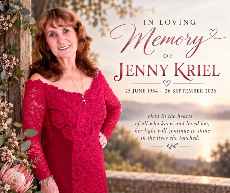Jenny Kriel Obituary, Death - Beloved Mother and Grandmother Dies Unexpectedly at 72